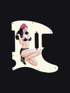 Brunette pinup girl wearing black bra and panties
