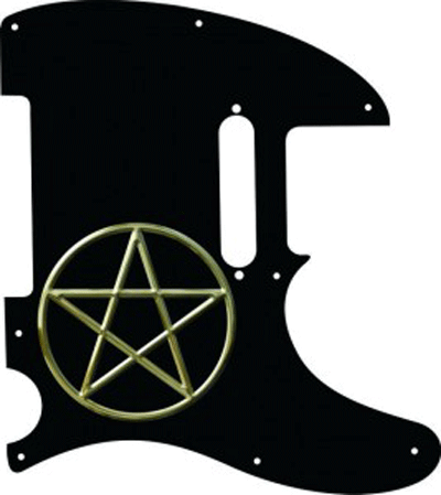 black Telecaster pickguard with a pentagram